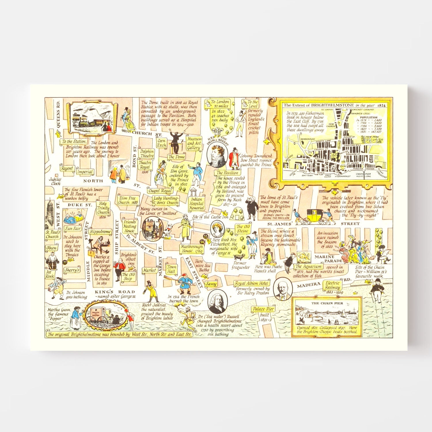 Vintage Map of Brighton, United Kingdom 1948