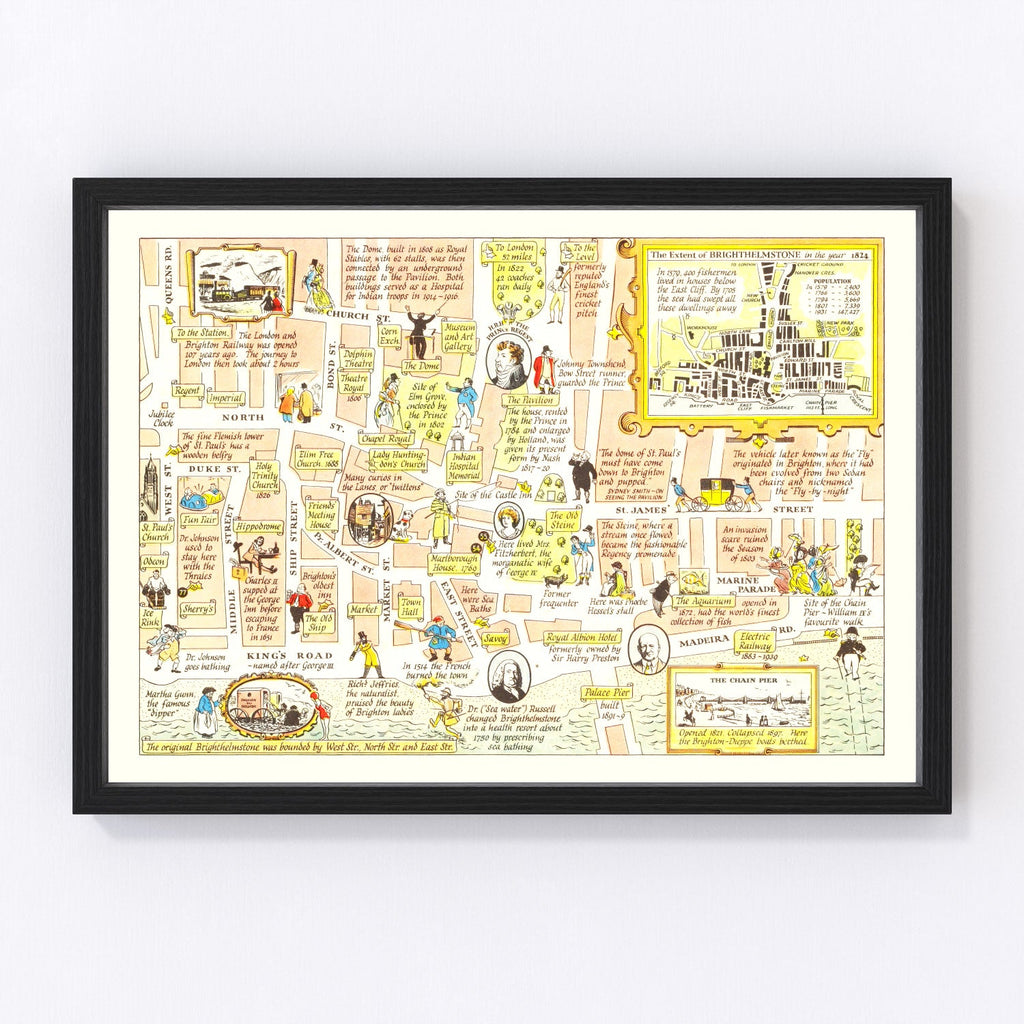 Vintage Map of Brighton, United Kingdom 1948