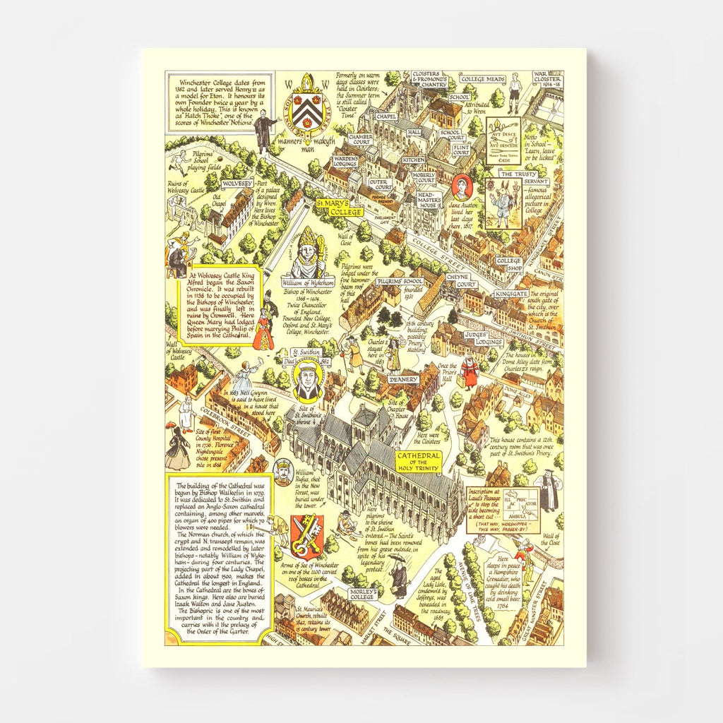 Vintage Map of Winchester, England 1948