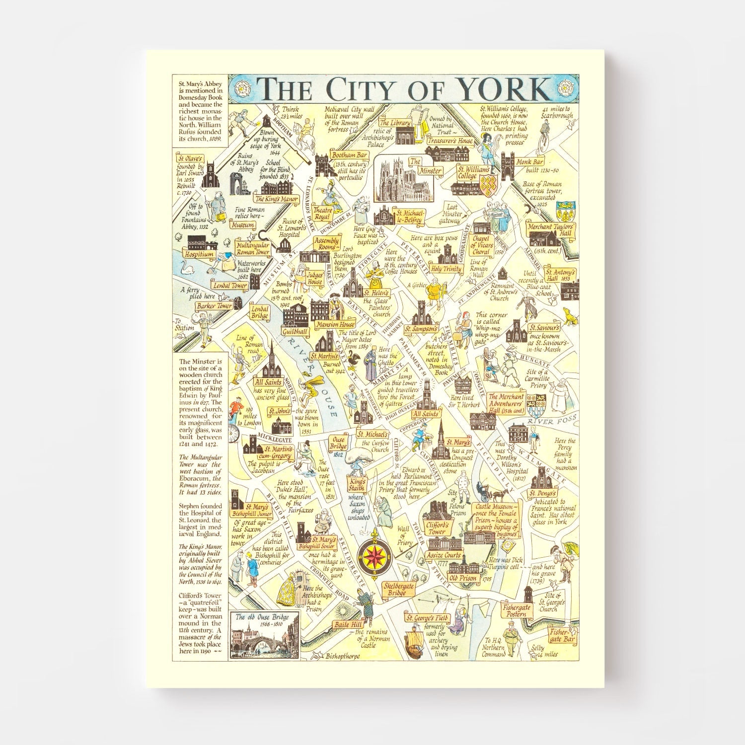 Vintage Map of York, England 1948