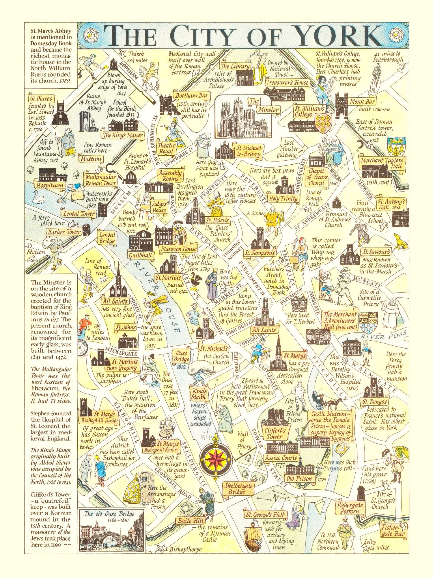 Vintage Map of York, England 1948