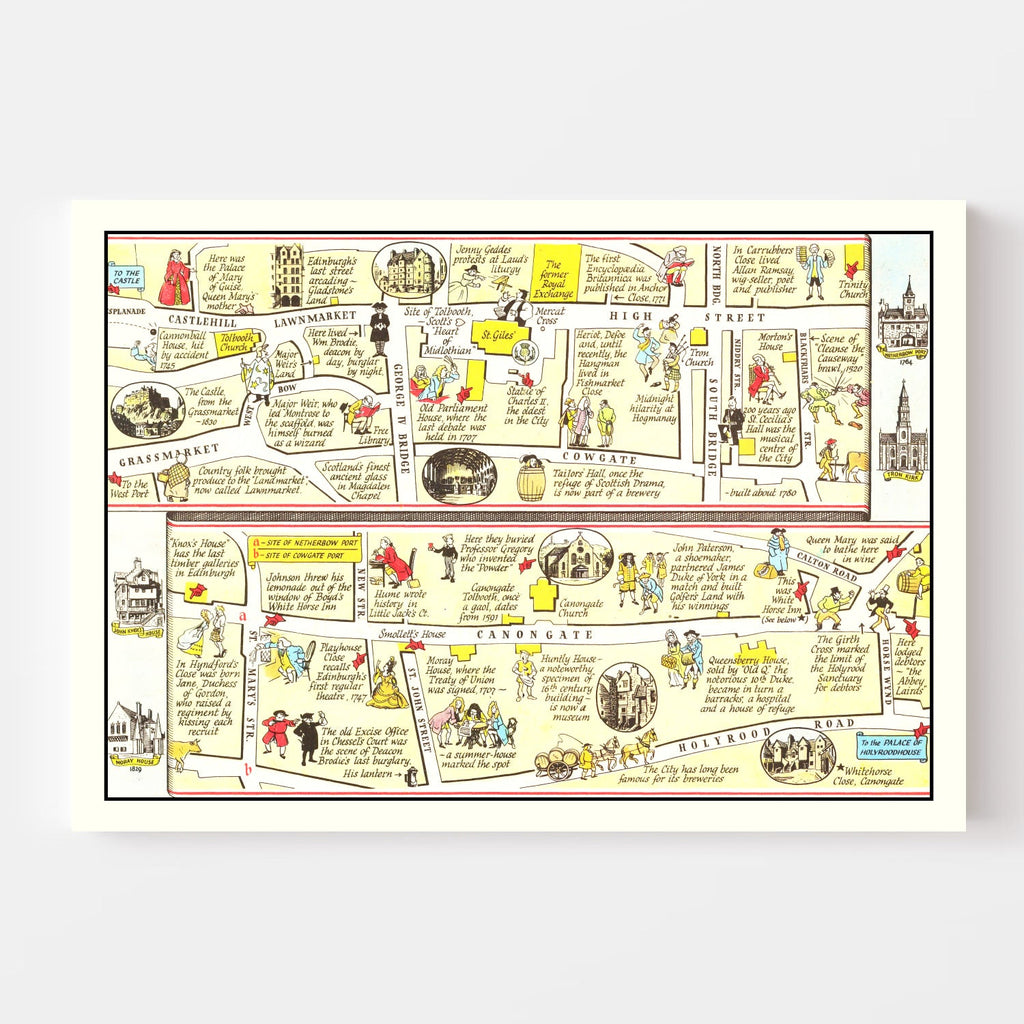 Vintage Map of Royal Mile of Edinburgh, 1948