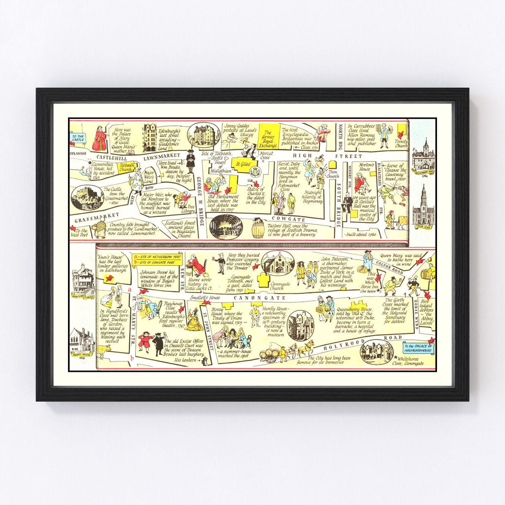 Vintage Map of Royal Mile of Edinburgh, 1948