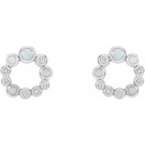 Sterling Silver Natural Ethiopian Opal & 1/8 CTW Natural Diamond Earrings – image 2