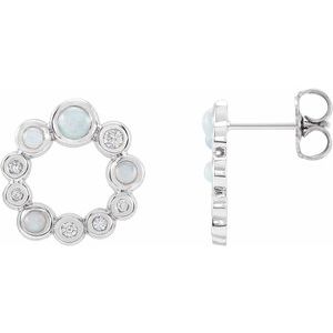 Platinum Natural Ethiopian Opal & 1/8 CTW Natural Diamond Earrings