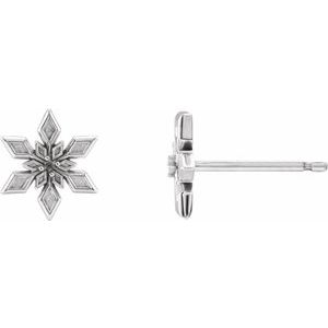 Platinum 1 mm Round Snowflake Earring Mounting