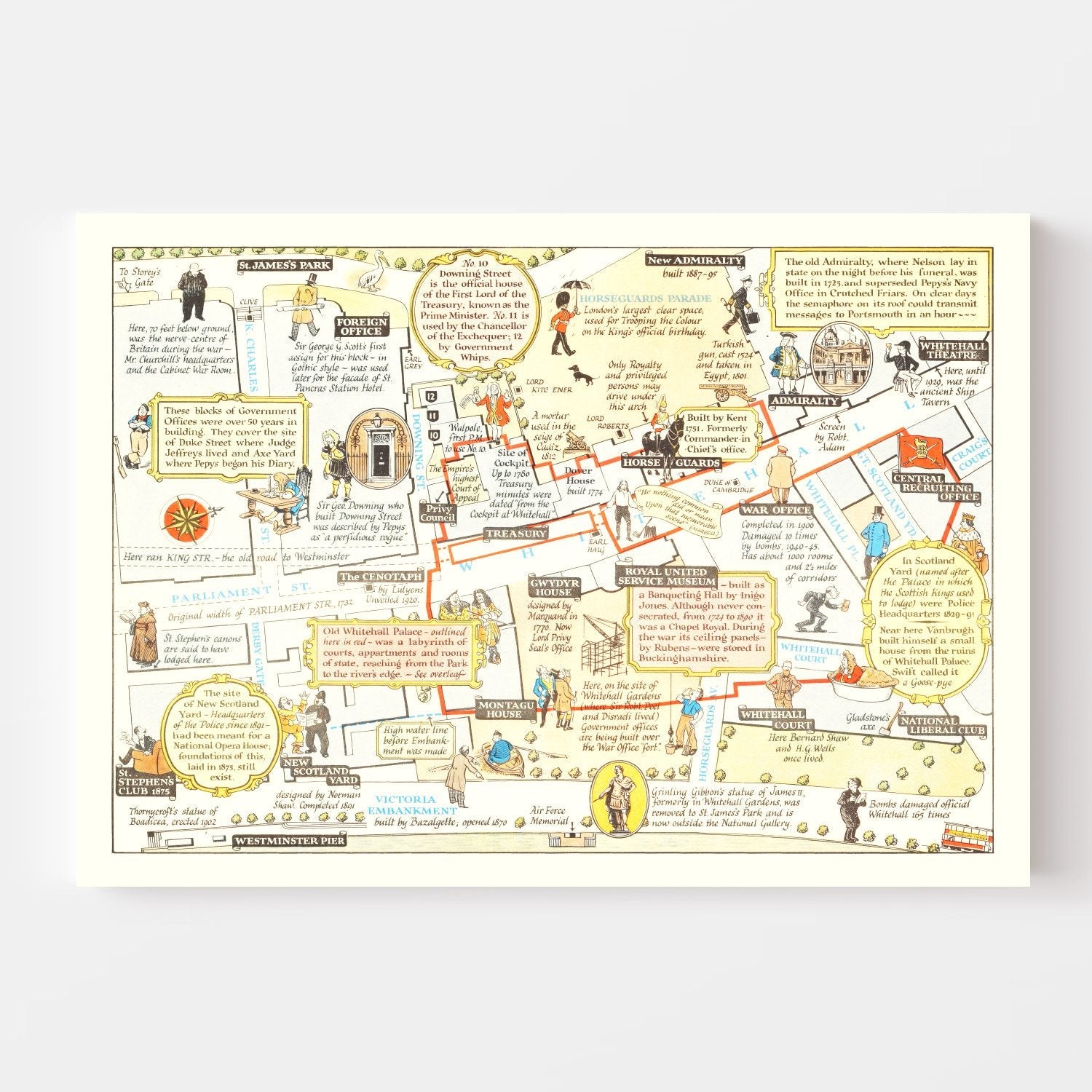 Vintage Map of Whitehall, 1948