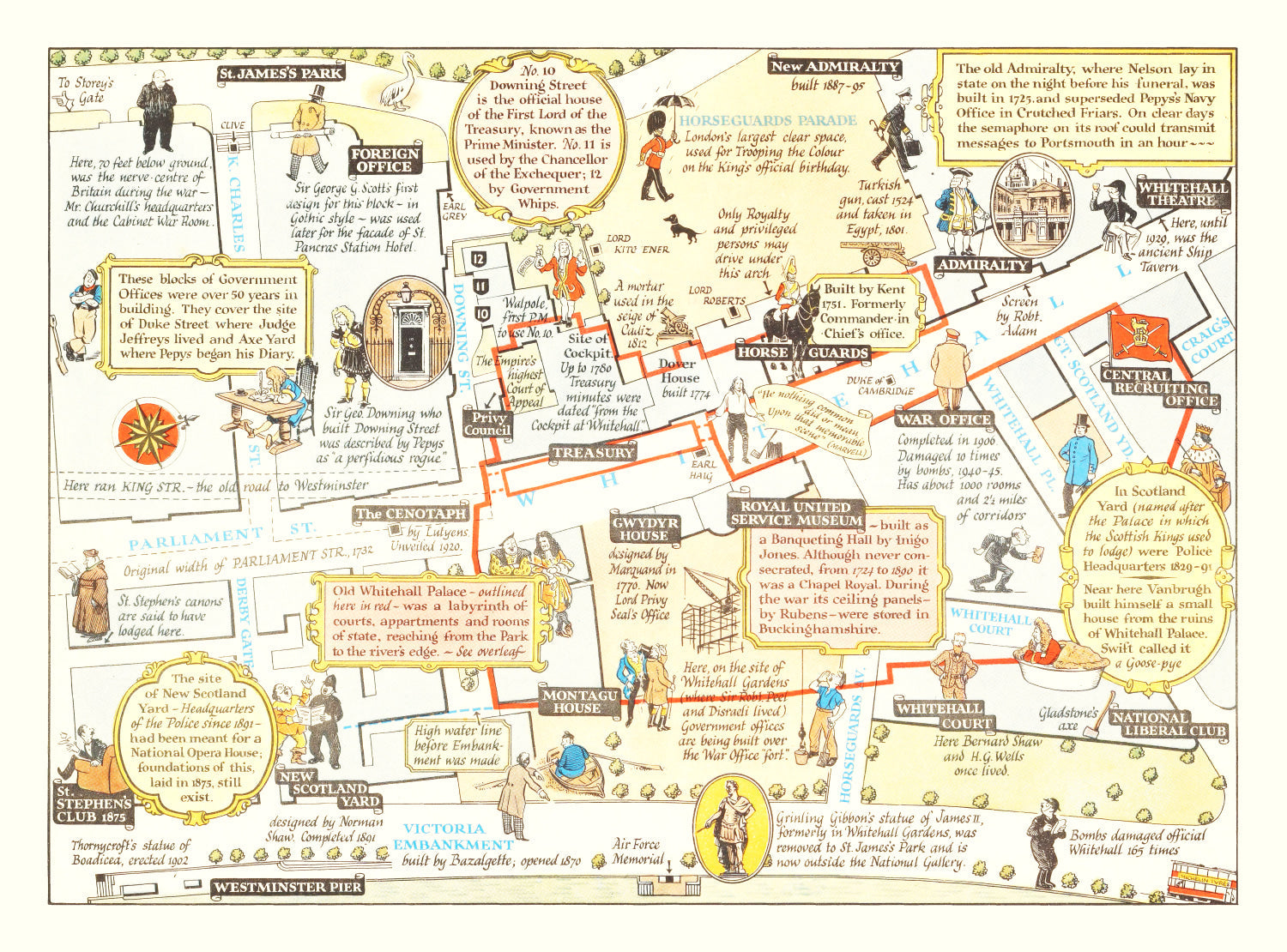 Vintage Map of Whitehall, 1948