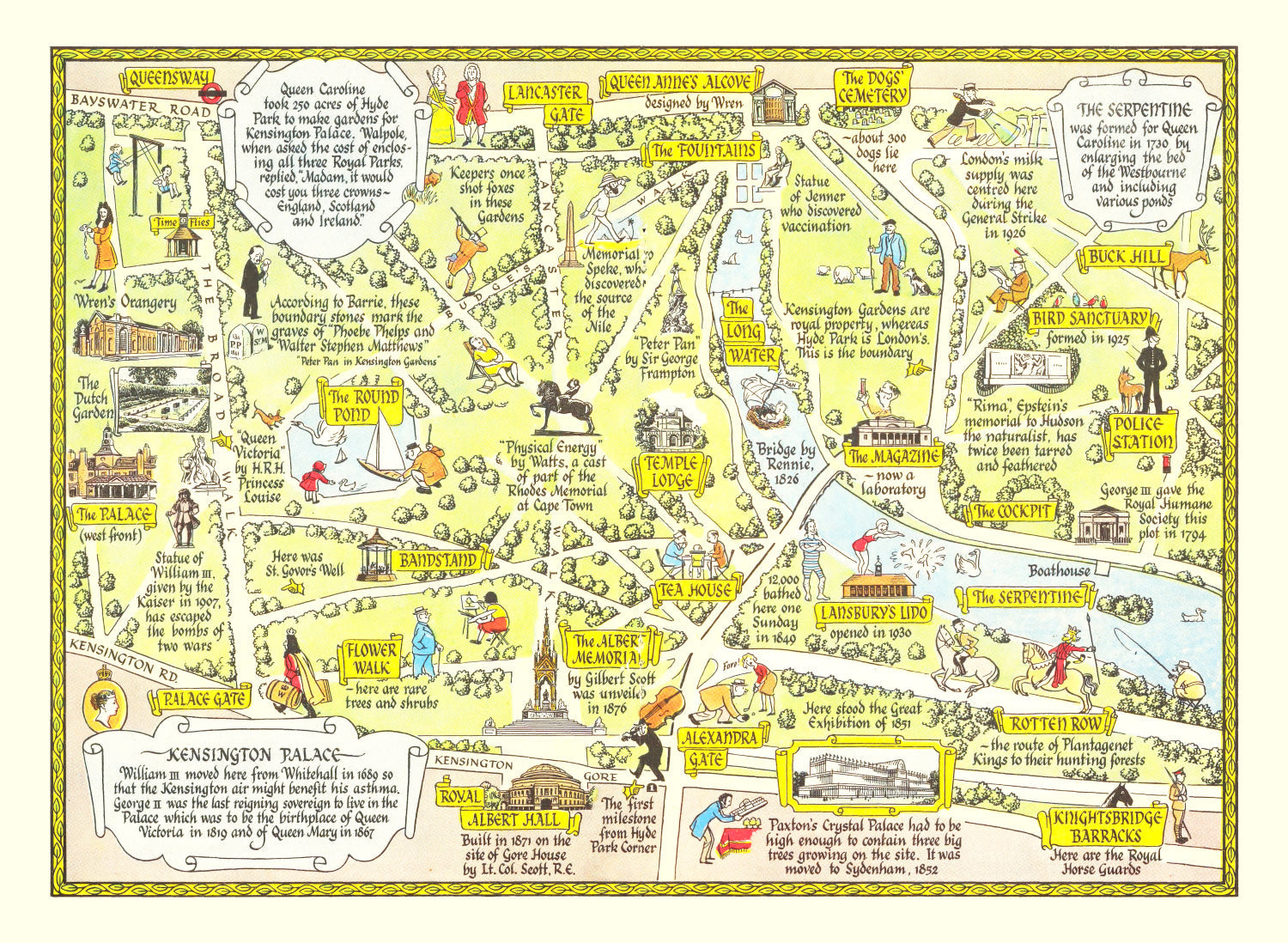 Vintage Map of Kensington Palace, 1948