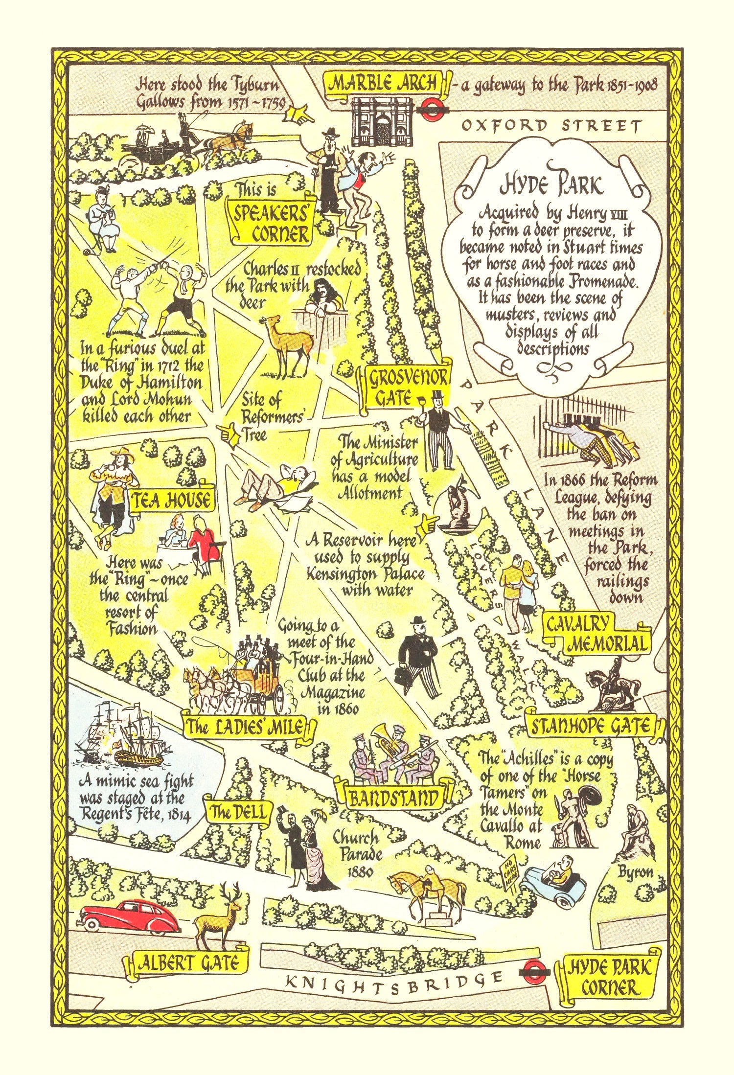 Vintage Map of Hyde Park, 1948