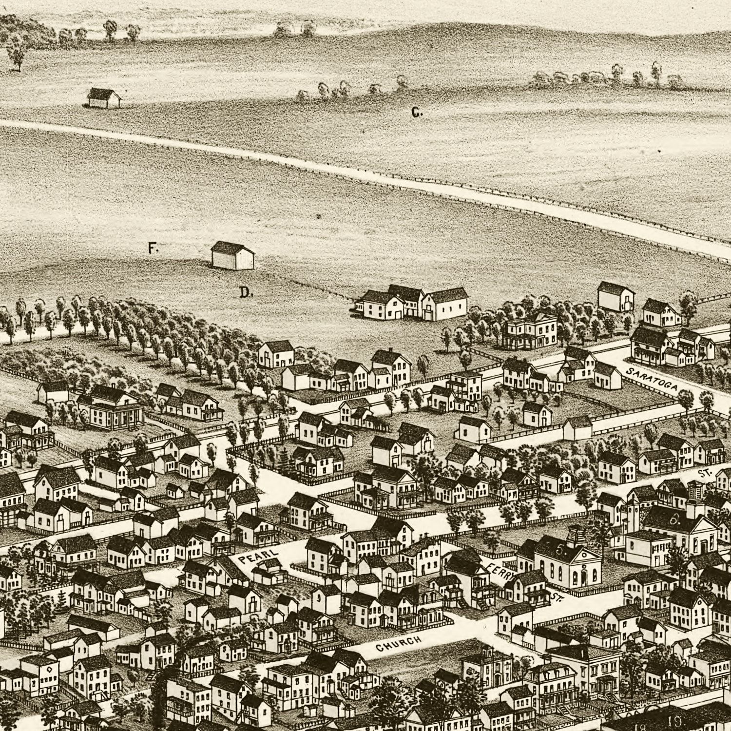 Vintage Map of Schuylerville, New York 1889