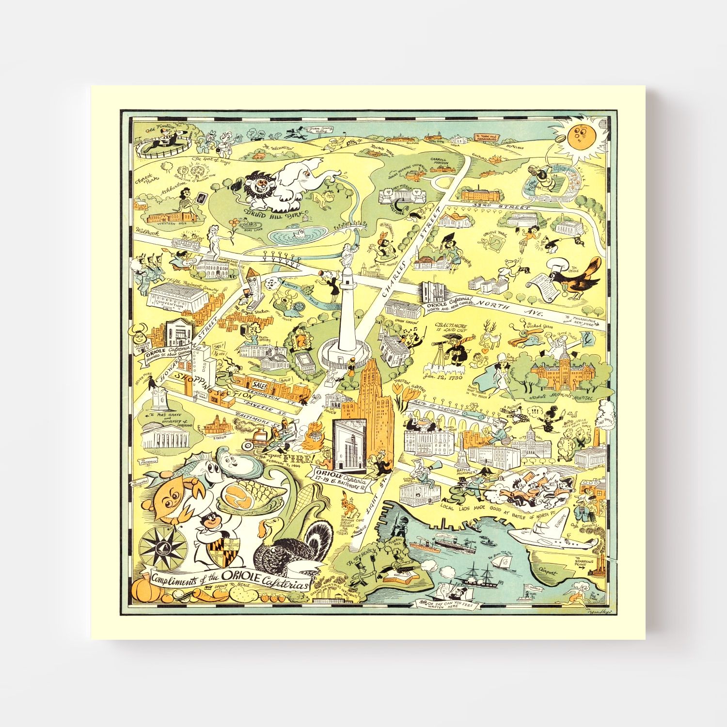 Vintage Map of Baltimore, Maryland 1947