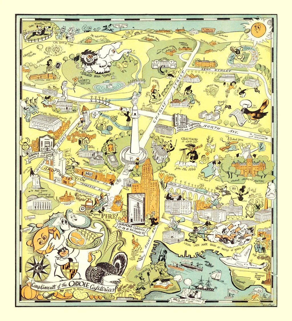 Vintage Map of Baltimore, Maryland 1947