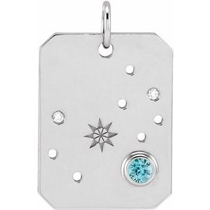 Platinum Natural Blue Zircon & .01 CTW Natural Diamond Scorpio Constellation Pendant