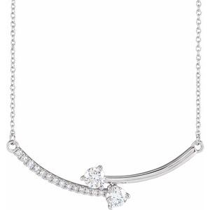 14K White Gold 5/8 CTW Lab-Grown Diamond Two-Stone 18" Necklace