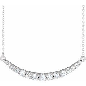 14K White Gold 3/4 CTW Lab-Grown Diamond French-Set Bar 18" Necklace