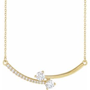 14K Yellow Gold 5/8 CTW Lab-Grown Diamond Two-Stone 18" Necklace