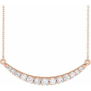 14K Rose Gold 3/4 CTW Lab-Grown Diamond French-Set Bar 18" Necklace