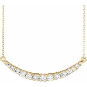 14K Yellow Gold 3/4 CTW Lab-Grown Diamond French-Set Bar 18" Necklace
