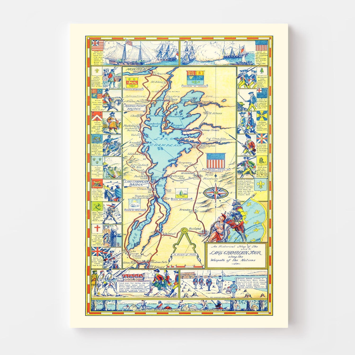 Vintage Map of Lake Champlain, 1939