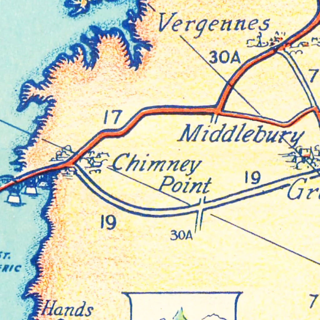 Vintage Map of Lake Champlain, 1939