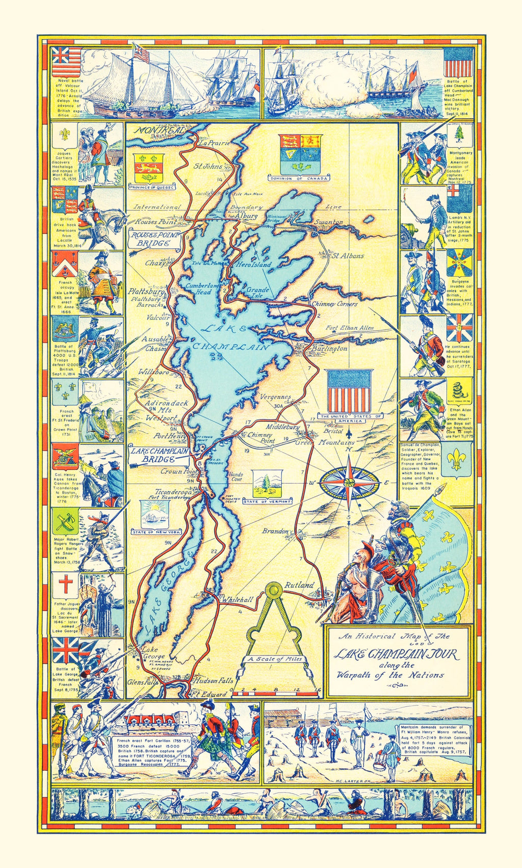 Vintage Map of Lake Champlain, 1939
