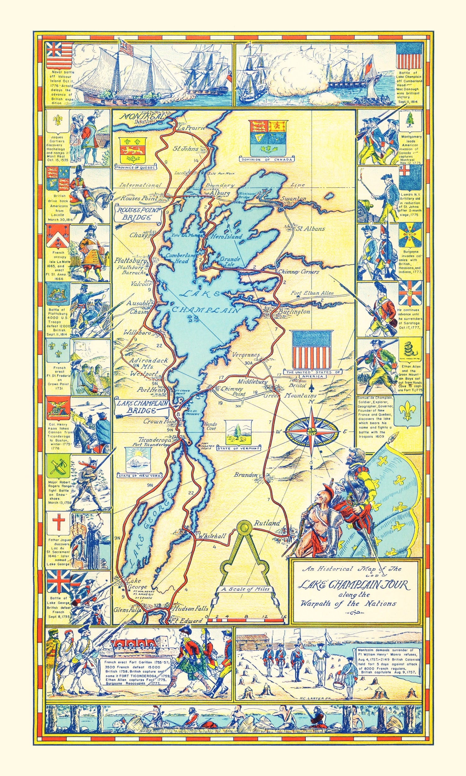 Vintage Map of Lake Champlain, 1939