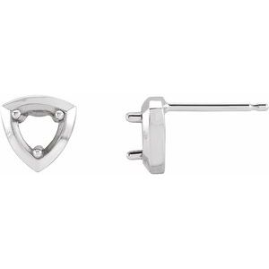 Sterling Silver 3.5 mm Round Geometric Earring Mounting