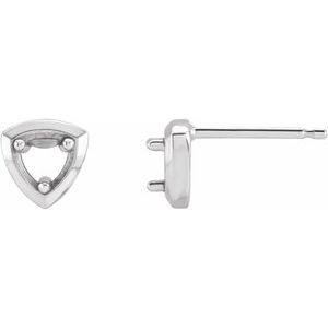 14K White Gold 4.1 mm Round Geometric Earring Mounting