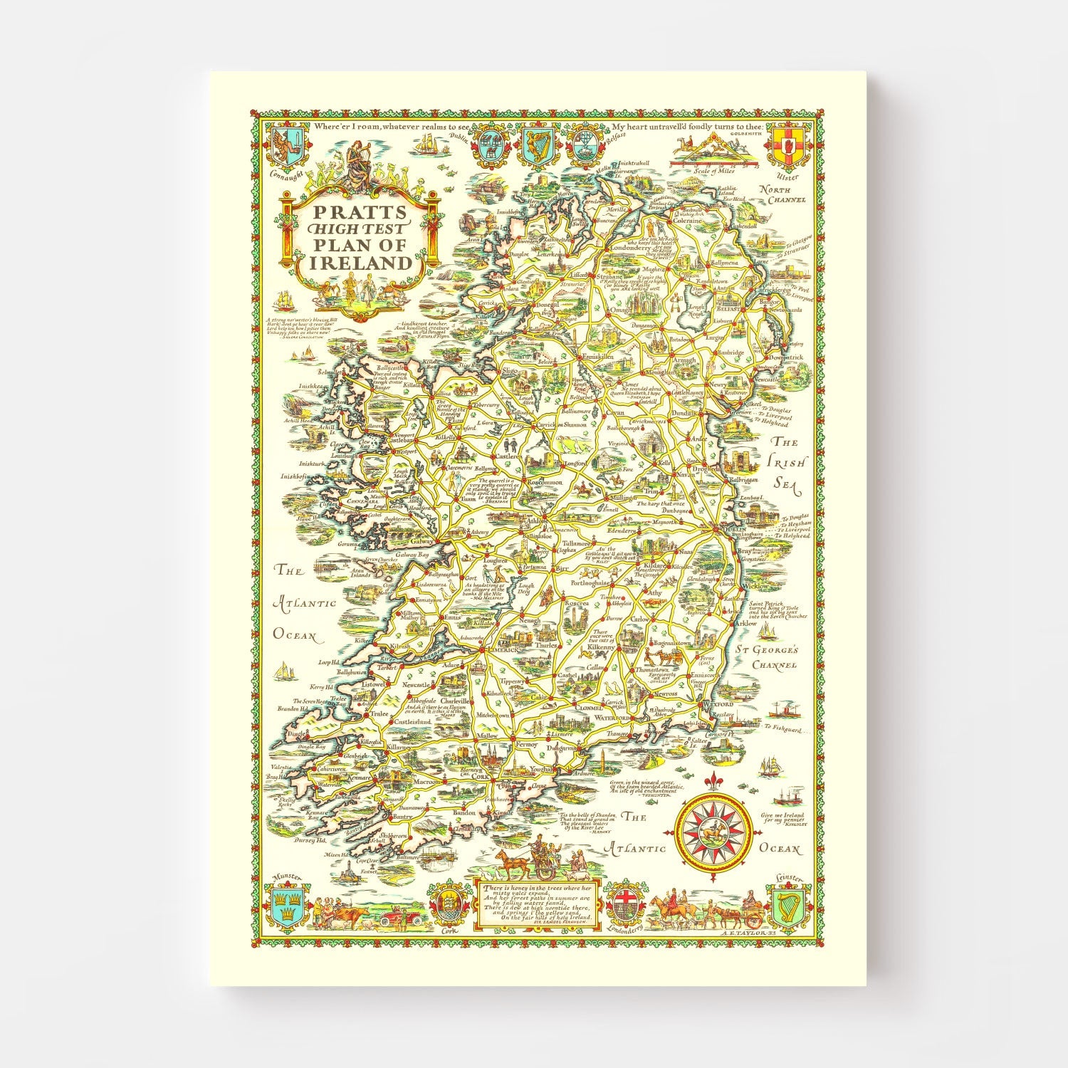 Vintage Map of Ireland 1933
