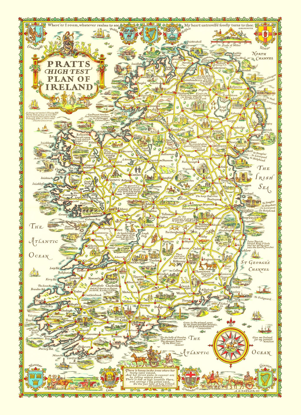 Vintage Map of Ireland 1933