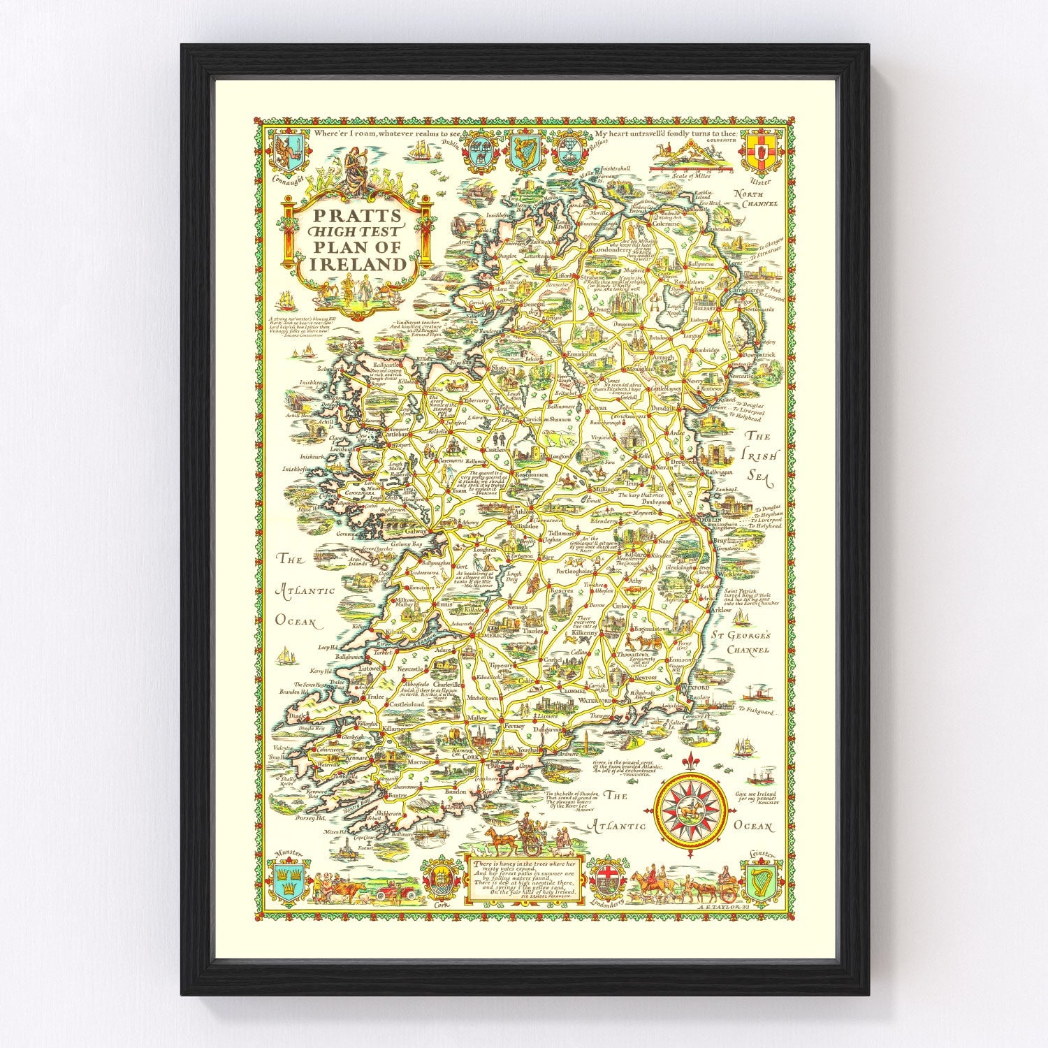 Vintage Map of Ireland 1933