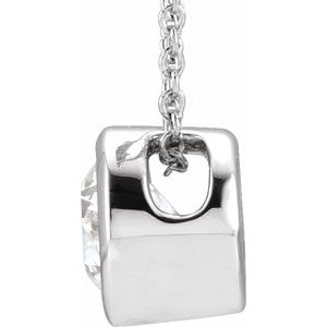 14K White Gold 3/4 CT Lab-Grown Diamond Solitaire 16-18" Necklace