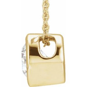 14K Yellow Gold 3/4 CT Lab-Grown Diamond Solitaire 16-18" Necklace