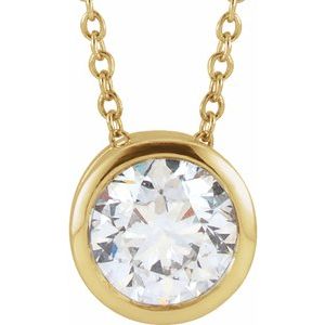 14K Yellow Gold 3/4 CT Lab-Grown Diamond Solitaire 16-18" Necklace