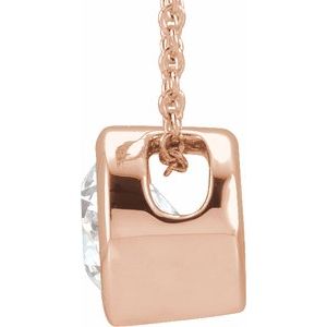 14K Rose Gold 3/4 CT Lab-Grown Diamond Solitaire 16-18" Necklace