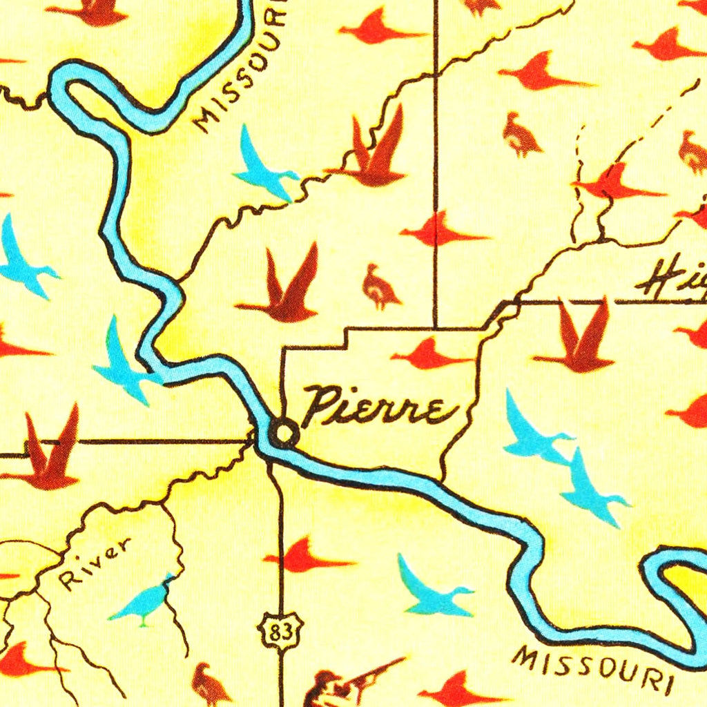 Vintage Map of South Dakota 1946