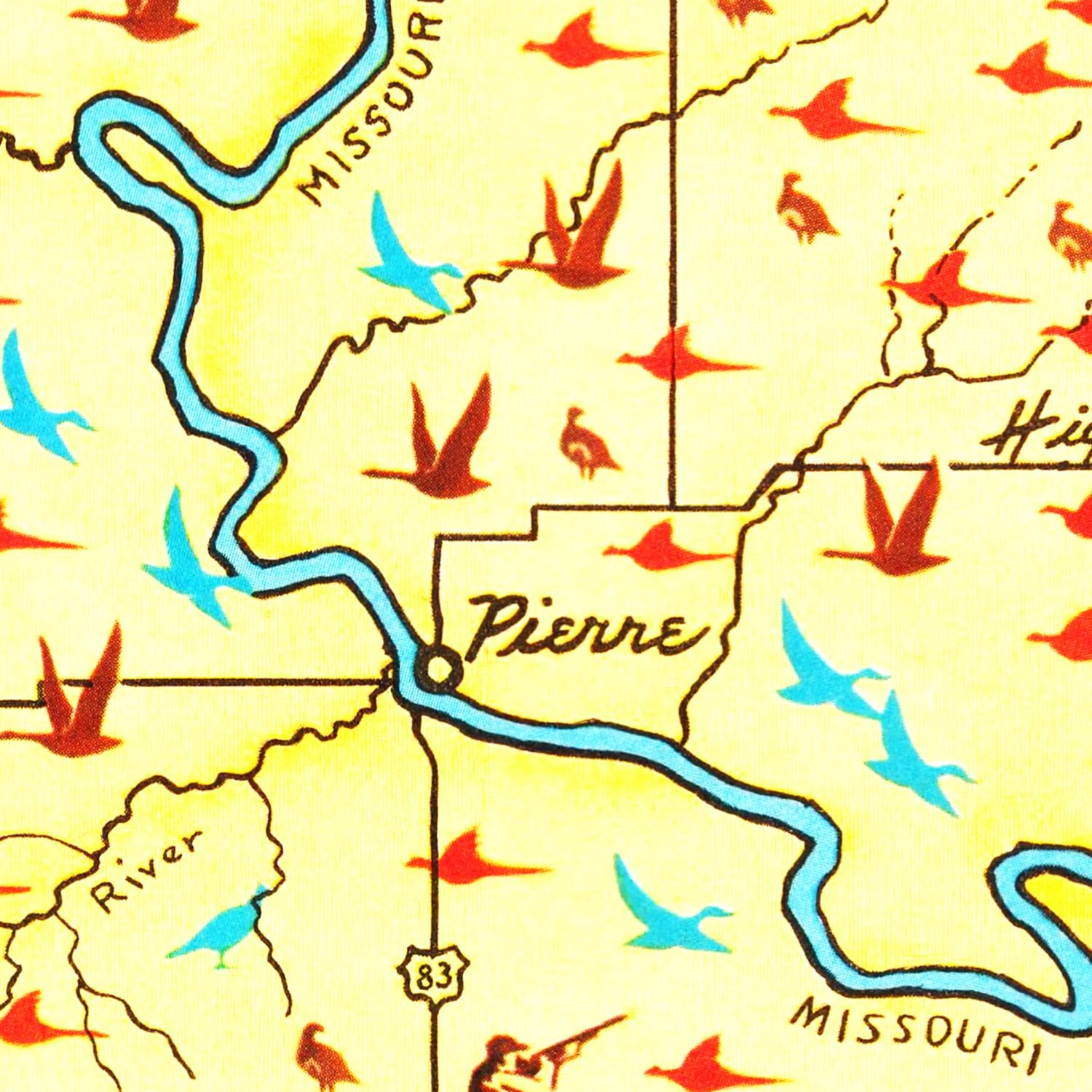 Vintage Map of South Dakota 1946