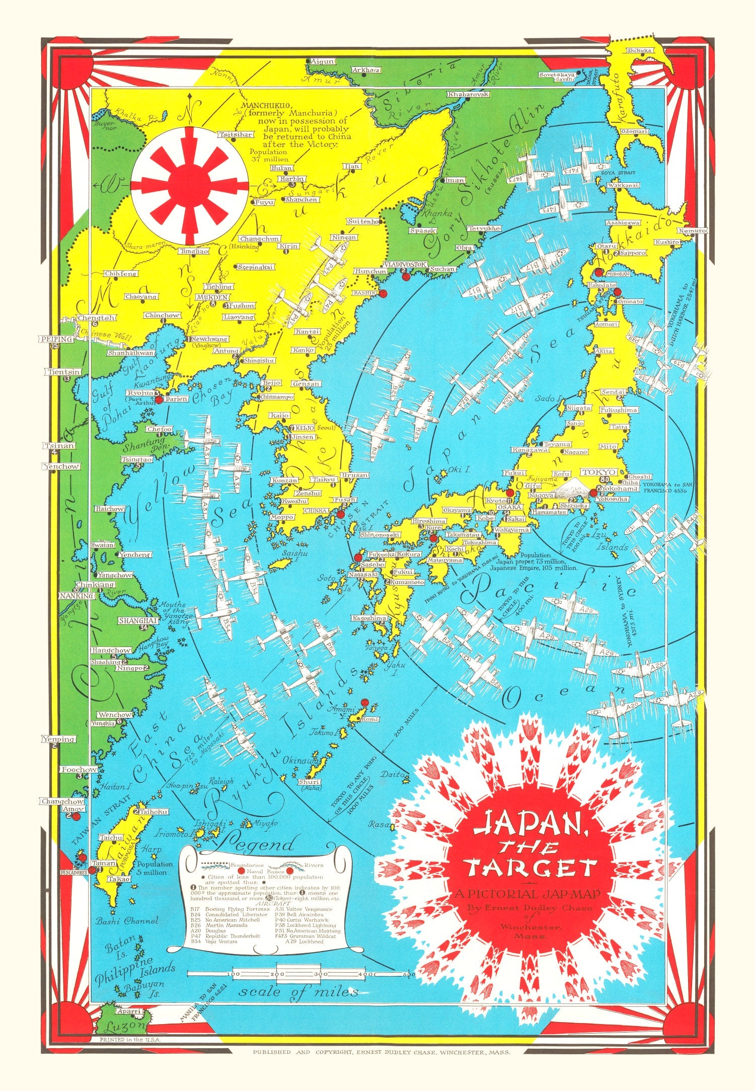 Vintage Military Map of Japan, 1944