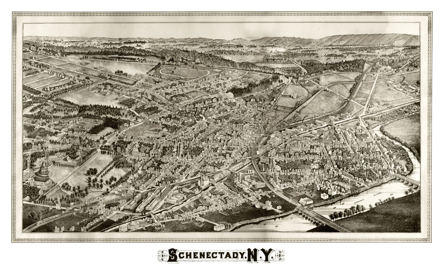 Vintage Map of Schenectady, New York 1882