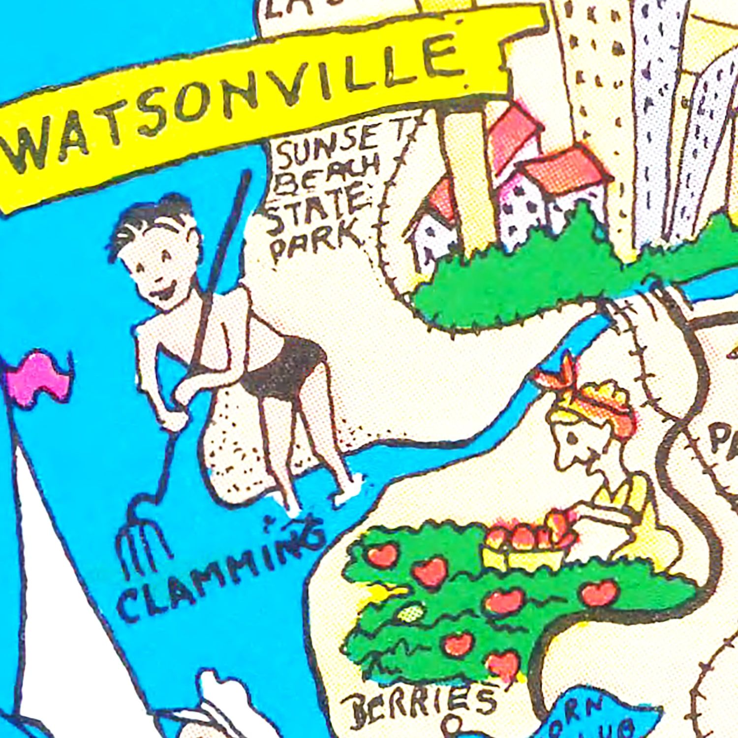Vintage Map of Santa Cruz County, California 1966