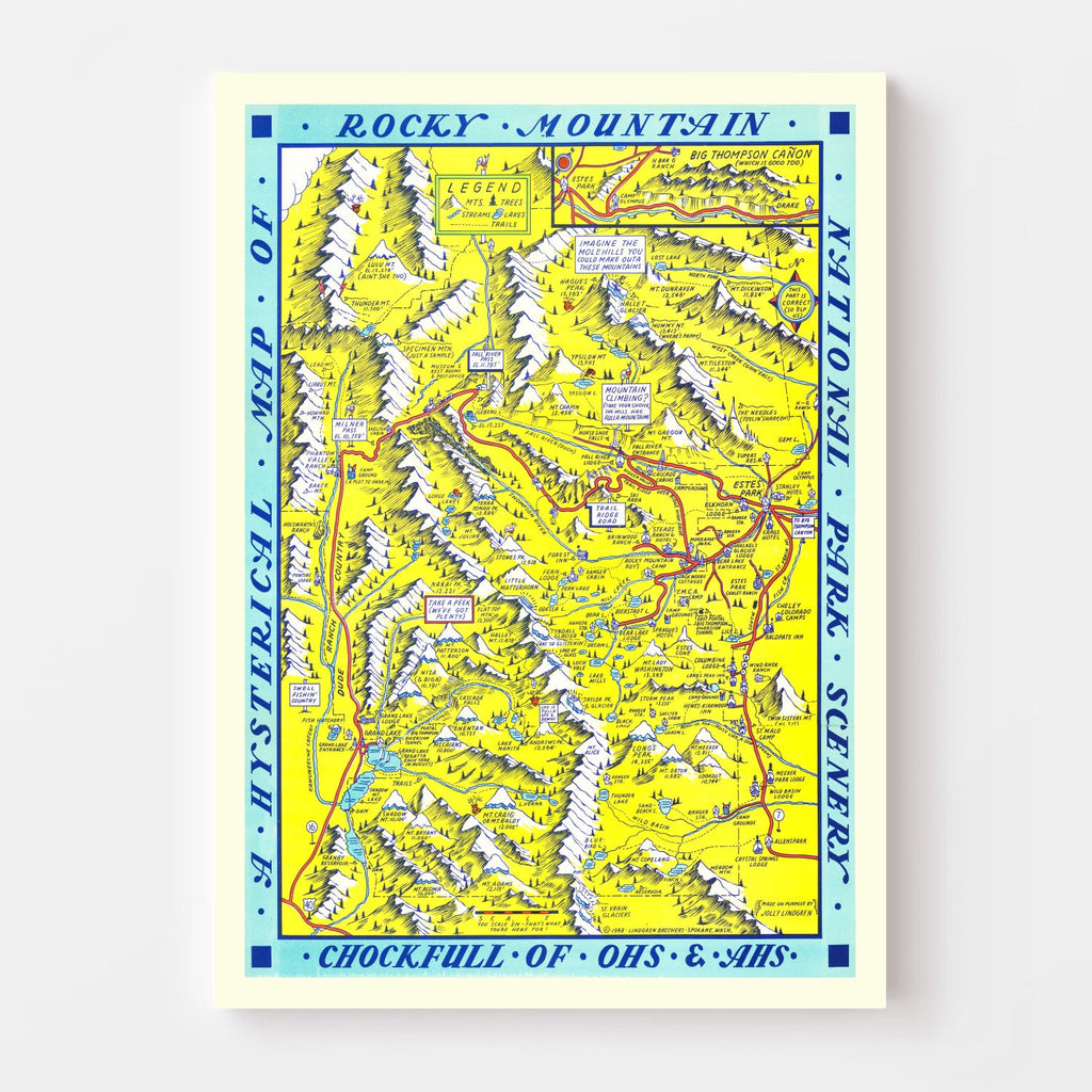 Vintage Map of Rocky Mountain National Park, 1948