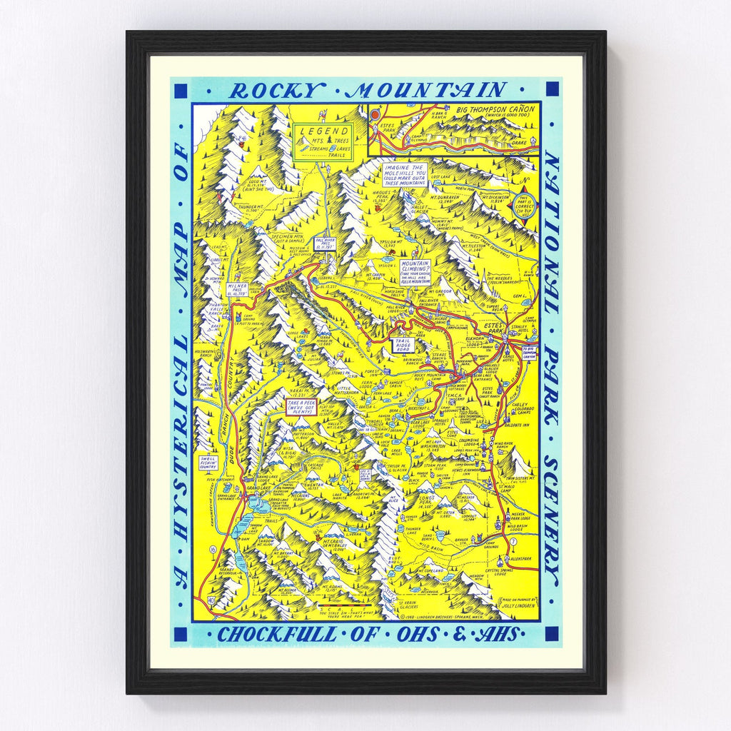 Vintage Map of Rocky Mountain National Park, 1948