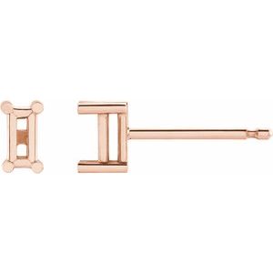 14K Rose Gold 5x2 mm Straight Baguette 4-Prong Basket Earring Mounting