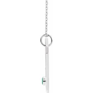 Platinum Natural Emerald & .01 CTW Natural Diamond Aries Constellation 16-18" Necklace