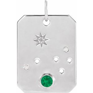 Platinum Natural Emerald & .01 CTW Natural Diamond Aries Constellation Pendant