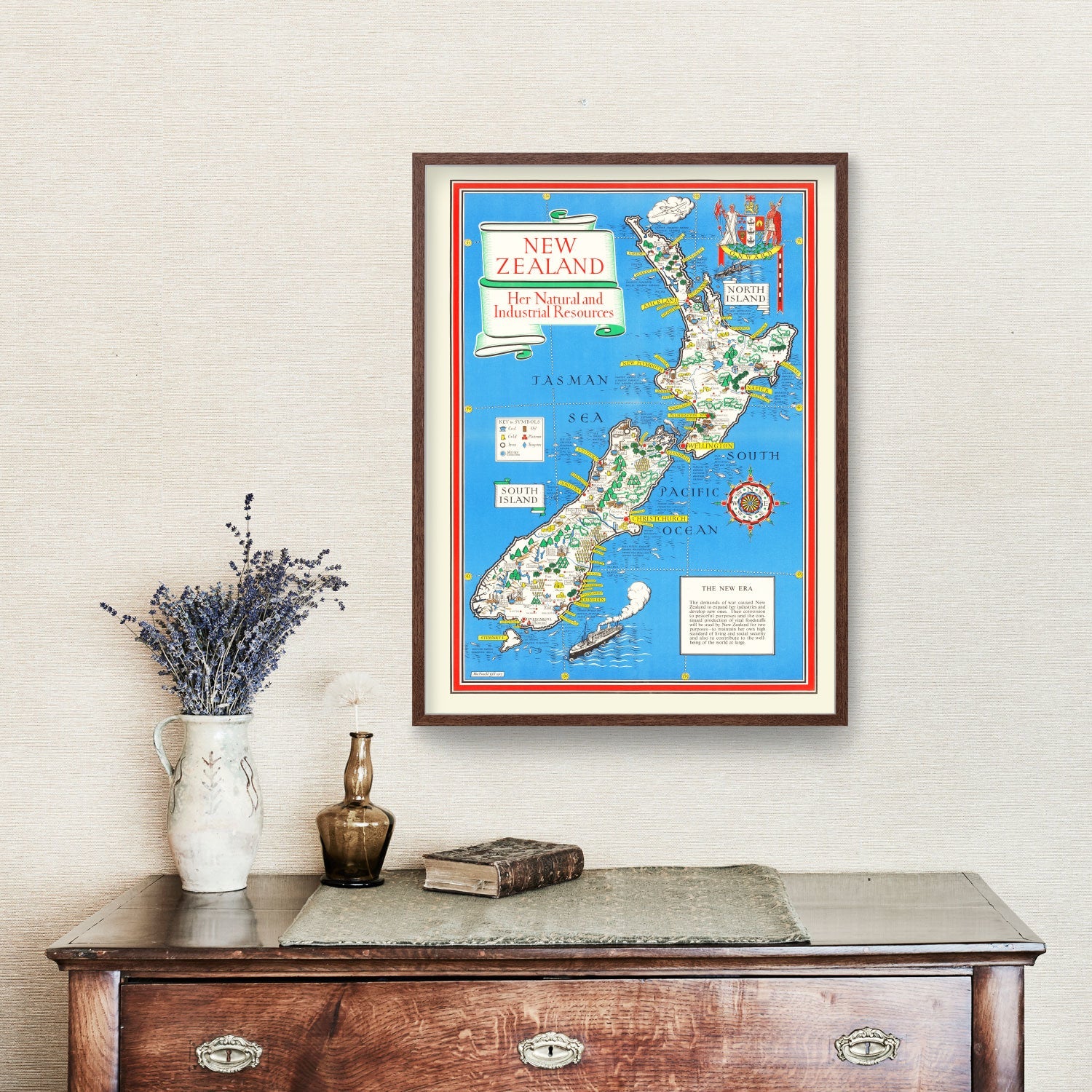 Vintage Map of New Zealand 1943