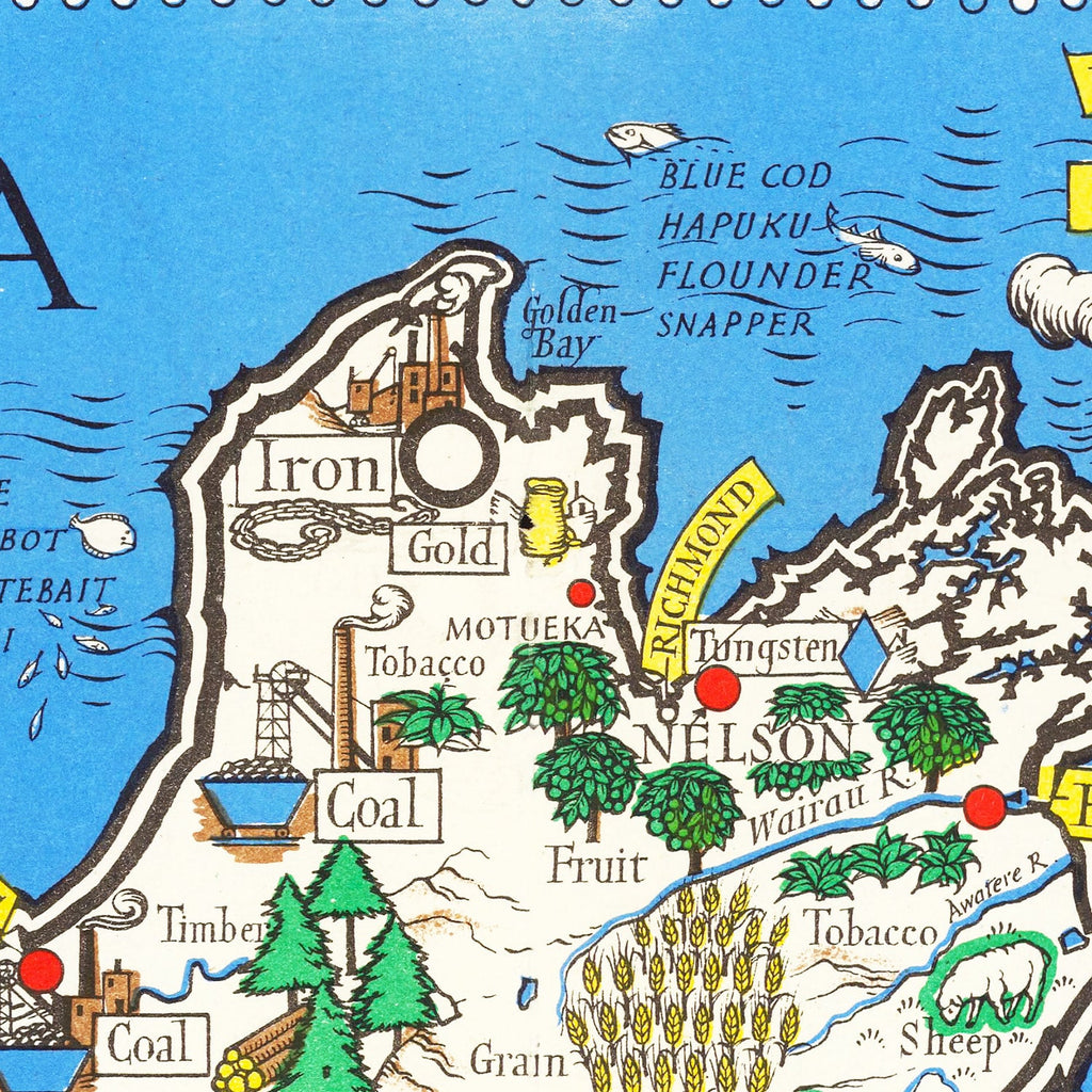 Vintage Map of New Zealand 1943