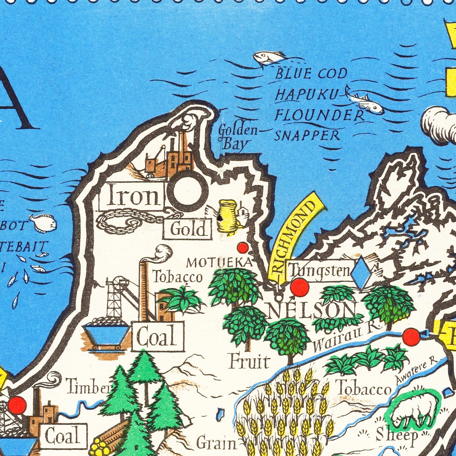 Vintage Map of New Zealand 1943