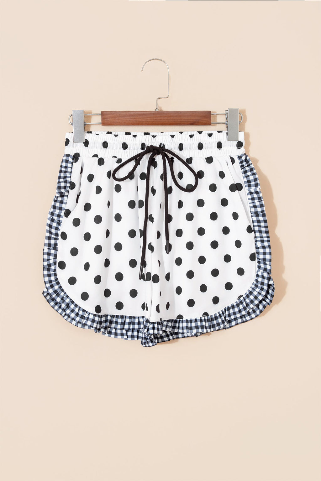 Polka Dot & Leopard Contrast Ruffle Trim Shorts